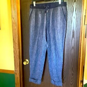 Athleta navy and white linen pants, size 12